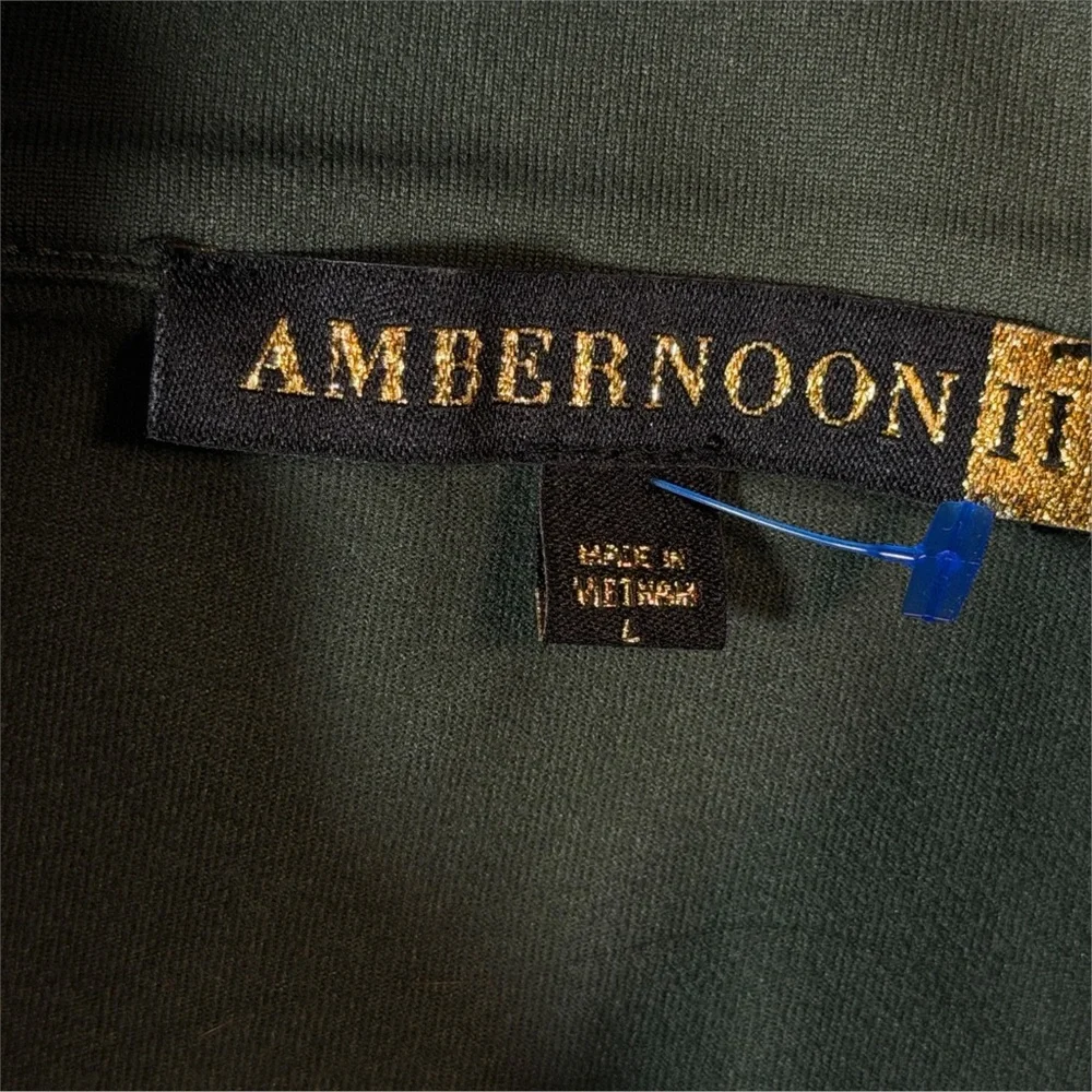 AmberNoon II SunSavy UPF50‎ Asymmetric Zip Pullover Top Dark Green Women's Large